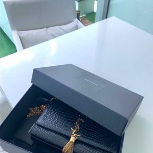 SAINT LAURENT Crocodile Embossed Medium Kate Tassel Bag - Picture 5 of 15